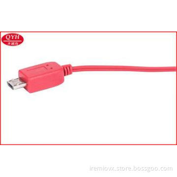 Red Flat PU Charging Retractable Micro USB Cable 80cm for i